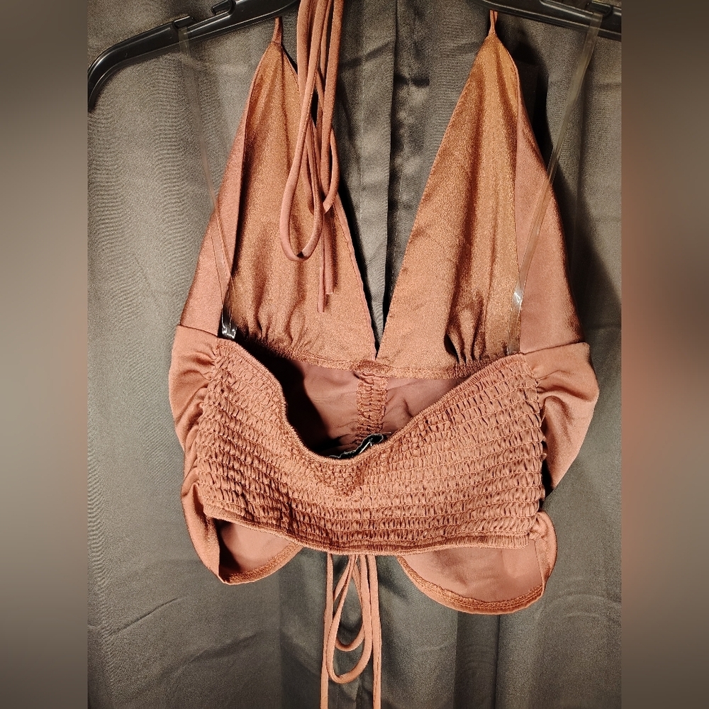 Rust Brown/ Rose Gold Ruched Top - Picture 5 of 8